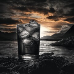 Modern Bold Drink Advertisement in Sunset Setting