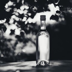 Modern Clear Bottle Against Nature Background