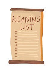 Reading list. Flat vector clipart, illustration with isolated background.