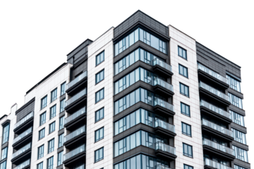 Modern apartment building with glass balconies