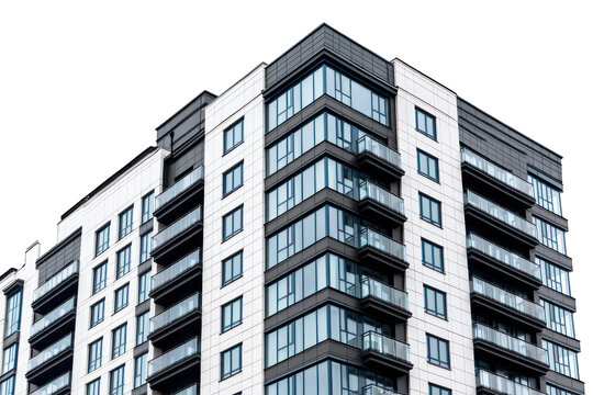 Modern apartment building with glass balconies