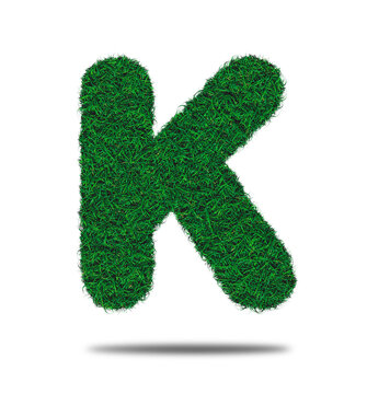 Alphabet letter with grass on a white background isolated letter with grass effect