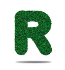Alphabet letter with grass on a white background isolated letter with grass effect