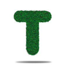 Alphabet letter with grass on a white background isolated letter with grass effect