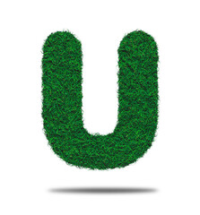 Alphabet letter with grass on a white background isolated letter with grass effect