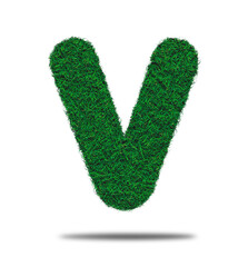 Alphabet letter with grass on a white background isolated letter with grass effect