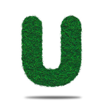 Alphabet letter with grass on a white background isolated letter with grass effect
