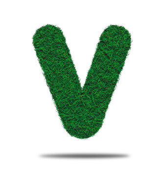 Alphabet letter with grass on a white background isolated letter with grass effect