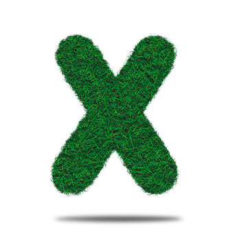 Alphabet letter with grass on a white background isolated letter with grass effect