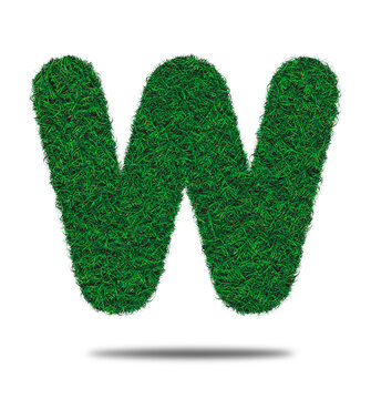 Alphabet letter with grass on a white background isolated letter with grass effect