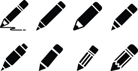 Pencil and Writing Tool Icons Set - Education and Creativity vector illustration
