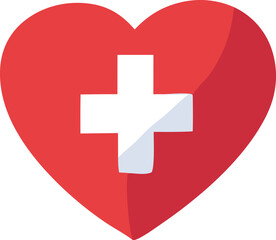 Fototapeta premium Red heart with white cross medical symbol healthcare logo design