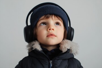 Young child immersed in learning the alphabet with educational app and headphones