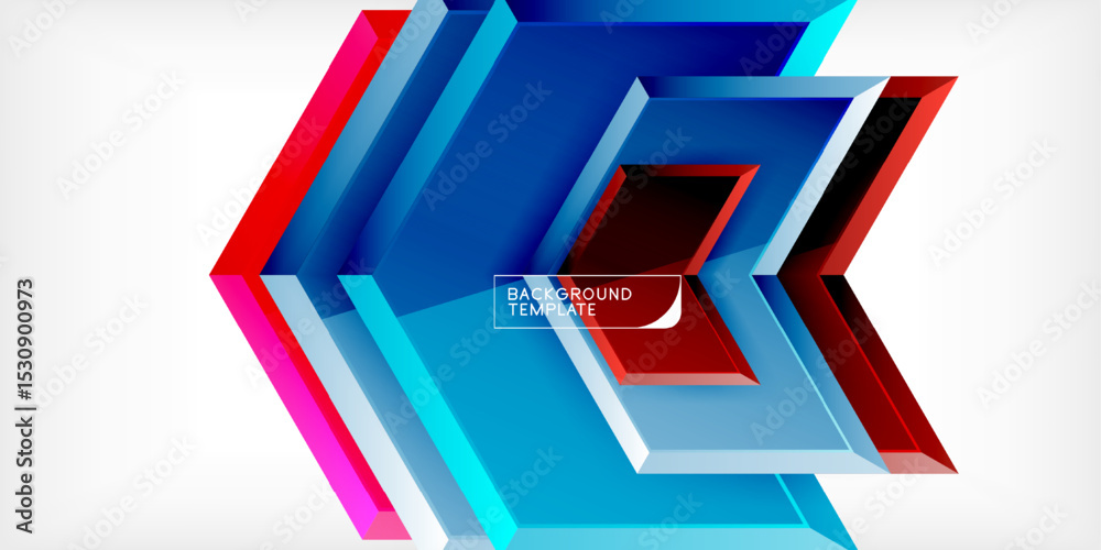 Fototapete Abstract geometric design. Bright shapes overlap, creating dynamic visual effect. Modern template for backgrounds, presentations.