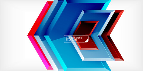 Abstract geometric design. Bright shapes overlap, creating dynamic visual effect. Modern template for backgrounds, presentations.
