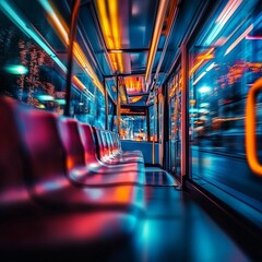 Modern Transportation Interior with Dynamic Lighting