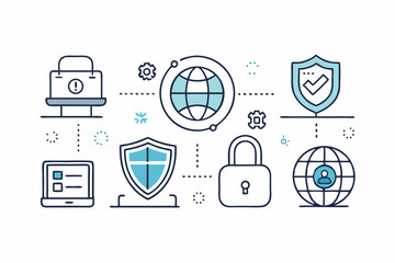 vector icon set line art network