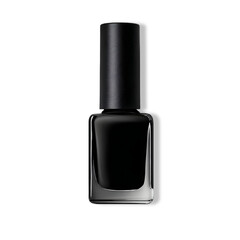 Obraz premium Elegant Black Nail Polish Bottle: A close-up studio shot captures the sleek, modern design of a black nail polish bottle, with its glossy sheen reflecting light.
