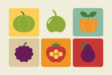vegetable icon set bell pepper guava