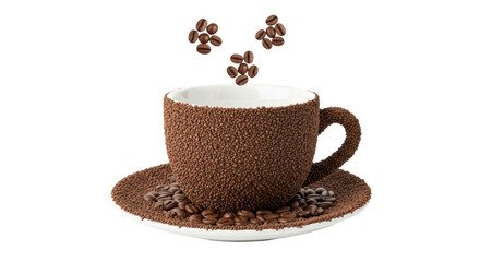 Isolated Coffee Cup and Beans Arrangement