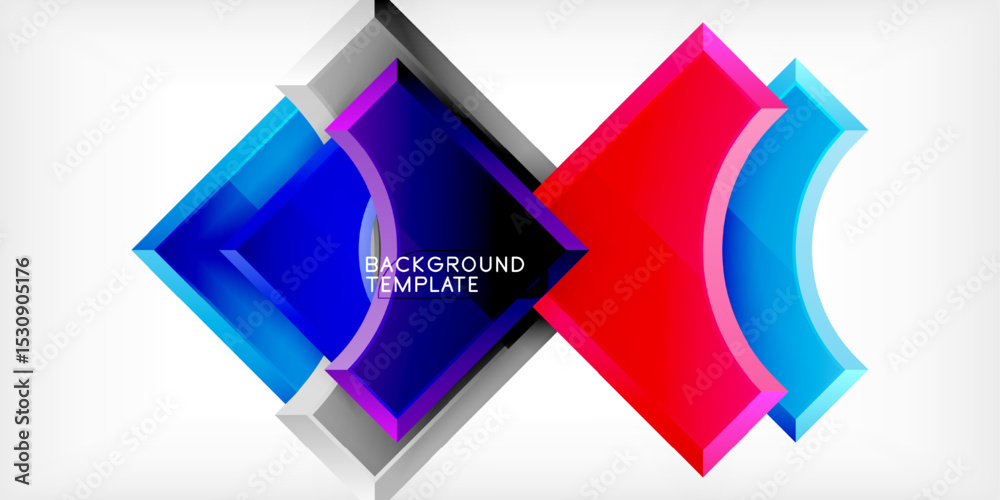 Poster abstract geometric design. bright colors blend, creating dynamic visual effect. modern template suit
