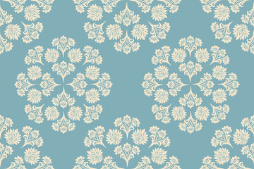 Vector damask seamless pattern background. Elegant luxury texture for wallpapers, backgrounds, and page fill.Motifs Ikat floral embroidery.ethnic oriental pattern traditional.geometric folklore  © supachai