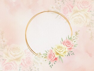 Watercolor Floral with Circle Frame