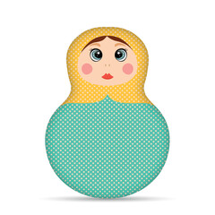 Russian Matryoshka. Traditional Russian folklore dolls with big eyes and lips. Babushka doll with hohloma, traditional painted floral pattern. Hand drawn vector illustration.