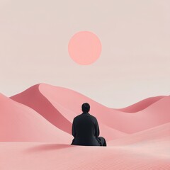 Serene Minimalist Scene in Soft Pastel Colors
