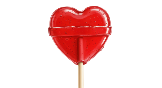 Isolated Red Heart Lollipop - Powered by Adobe