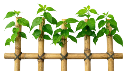 Lush green plants thriving on a framework of renewable bamboo showcasing the potential for sustainable growth and ecological harmony