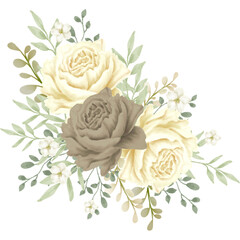Watercolor Floral Bouquet with Neutral Roses