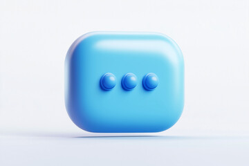 Light Blue 3D Render of Message Bubble with Ellipsis on a White Background