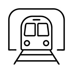 Subway train entering station in graphic line art style, concept of urban space  