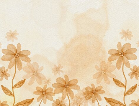 Watercolor Floral Illustration with Beige Background - Powered by Adobe