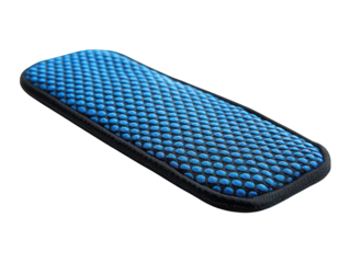 Padded blue cushion with small raised circle texture