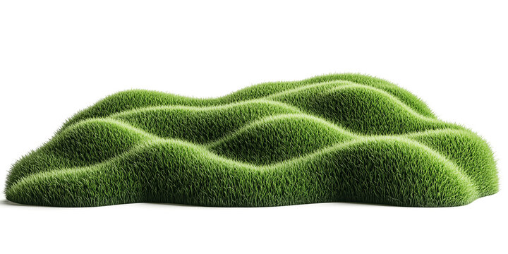 3D illustration of green grass isolated on transparent background,green grassy hills for poster banner cover design