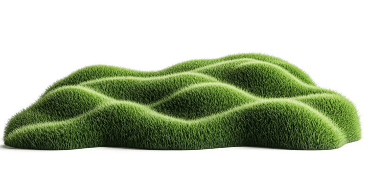 3D illustration of green grass isolated on transparent background,green grassy hills for poster banner cover design