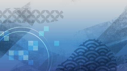 和風の高級感ある曲線を使った美しい背景素材【青系】