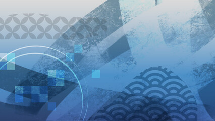 和風の高級感ある曲線を使った美しい背景素材【青系】