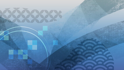 和風の高級感ある曲線を使った美しい背景素材【青系】