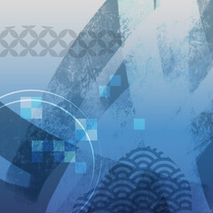 和風の高級感ある曲線を使った美しい背景素材【青系】