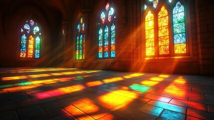 Cathedral Stained Glass Sunbeams Floor