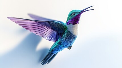Vibrant Hummingbird in 3D Light and Shadow