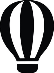 Black and white hot air balloon icon simple design graphic illustration