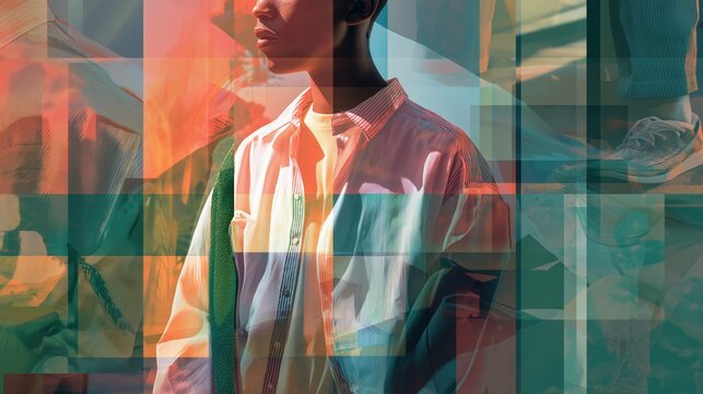 Collage of different images made by Generative AI technology pop trend fashion style.