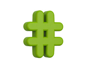 Fototapeta premium 3D Hashtag Icon Representing Social Media Symbol, Digital Communication, and Trending Topics Isolated on White Background