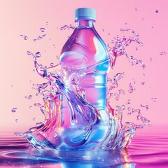 Vibrant Water Bottle Splash with Cinematic Lighting