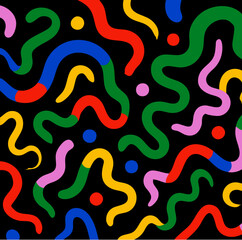 Vibrant Wavy Lines and Dots Pattern