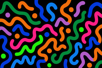 Vibrant Wavy Lines and Dots Pattern